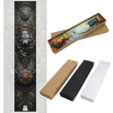 Metalowa zakładka do książki w kolorze antycznego brązu z grafiką głowy wilka pod szklanym szkiełkiem, styl wiedźmiński, fantasy.