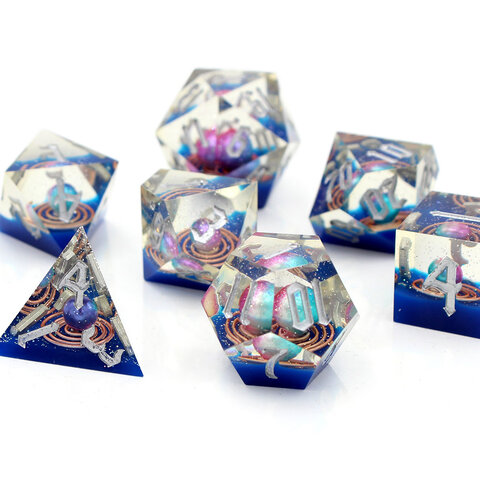 Zestaw kości wielościennych RPG planety galaktyczne ostre DnD