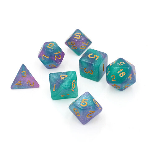 Zestaw kości wielościennych RPG pastelowe pyłek zaokrąglone DnD