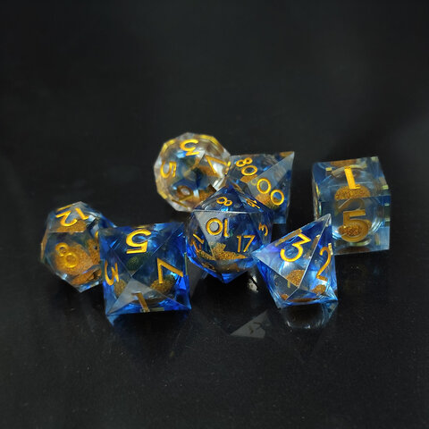 Zestaw kości wielościennych RPG płynny środek piasek pustynia DnD