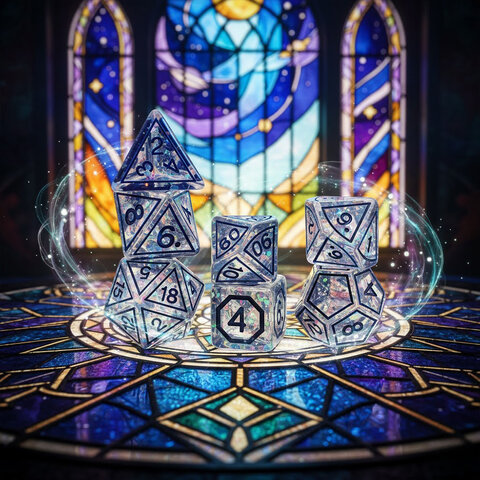 Kości RPG witrażowe – zestaw kości wielościennych do DnD