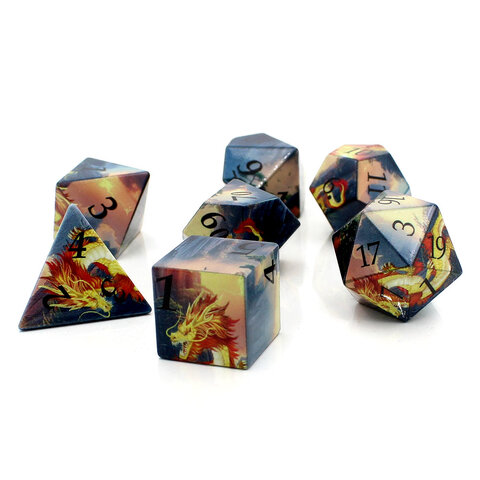 Zestaw kości RPG smok orientalny fantasy semi sharp DnD