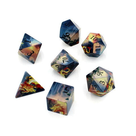 Zestaw kości RPG smok orientalny fantasy semi sharp DnD