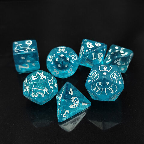 Zestaw kości wielościennych RPG na prezent z kotami DnD