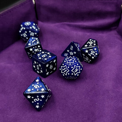 Kości RPG gwiezdne granatowe – zestaw kości wielościennych DnD