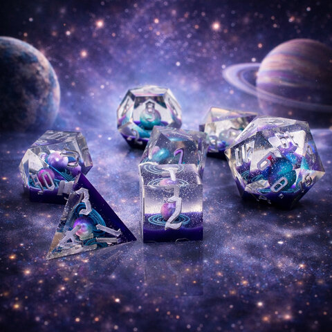 Zestaw kości wielościennych RPG planety Dice Galaxy ostre DnD
