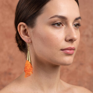 Kolczyki Pomarańczowe Długie Mosiężne Boho Witchy