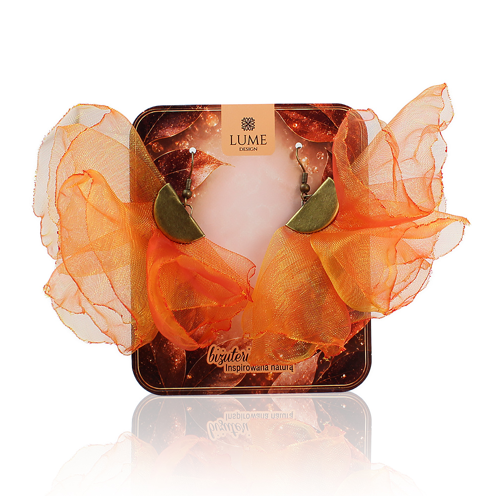 Kolczyki Kwiaty Pomarańczowe Duże Lekkie Boho Fairycore