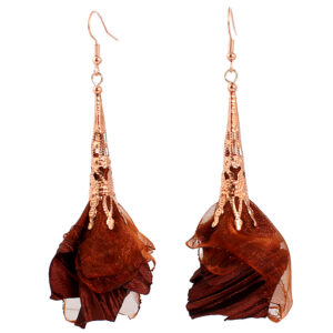 Kolczyki Kwiaty Brązowe Czekoladowe Duże Rose Gold Boho Witchy
