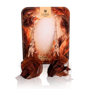 Kolczyki Kwiaty Brązowe Czekoladowe Duże Rose Gold Boho Witchy