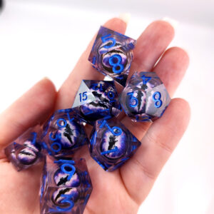 Kości RPG zestaw oko smoka Liquid Core fiolet D&D epoksydowe 7 szt