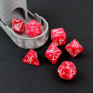 Kości RPG Sakura malinowe akrylowe zestaw 7 szt. DnD woreczek