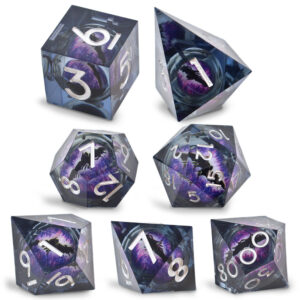 Kości RPG oko smoka Płynny Rdzeń czarne D&D zestaw 7 szt pudełko