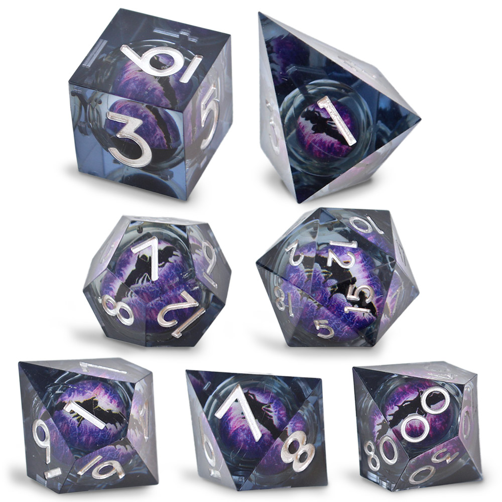Kości RPG oko smoka Płynny Rdzeń czarne D&D zestaw 7 szt pudełko