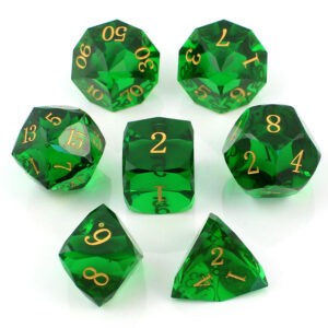 Kości RPG epoksydowe zielone fasetowane D&D zestaw pudełko
