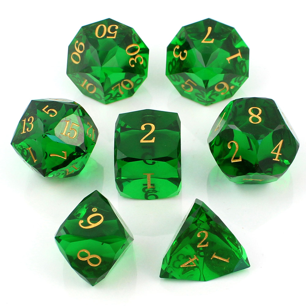 Kości RPG epoksydowe zielone fasetowane D&D zestaw pudełko