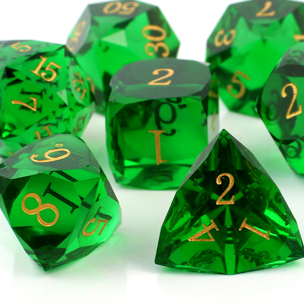 Kości RPG epoksydowe zielone fasetowane D&D zestaw pudełko