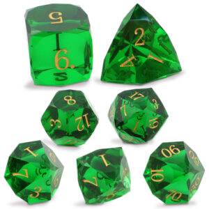 Kości RPG epoksydowe zielone fasetowane D&D zestaw pudełko