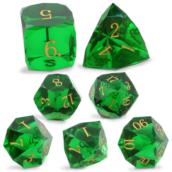 Kości RPG epoksydowe zielone fasetowane D&D zestaw pudełko