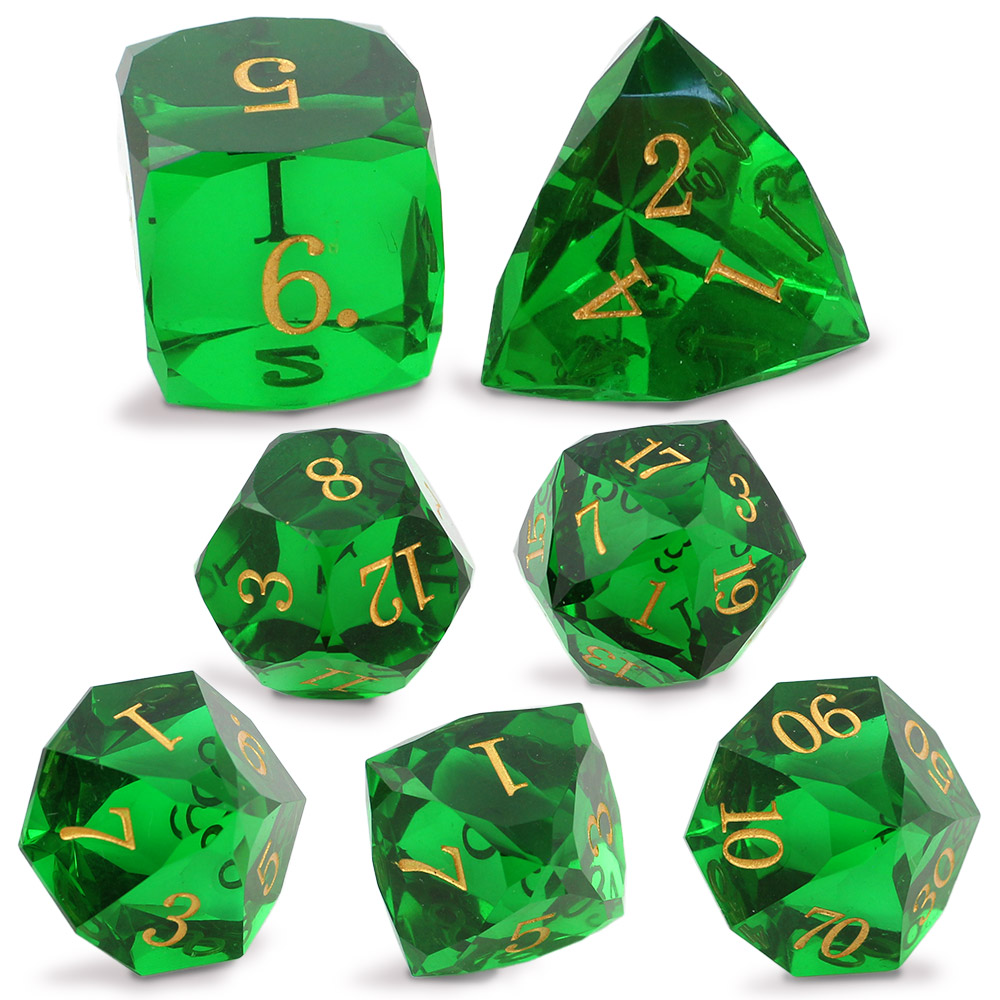 Kości RPG epoksydowe zielone fasetowane D&D zestaw pudełko