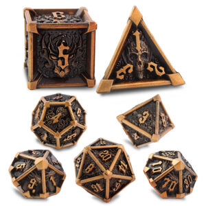 Kości RPG metalowe czaszki ciężkie mroczne DnD Warhammer pudełko