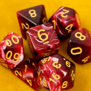 Kości RPG akrylowe czerwone D&D zestaw 7 szt. z woreczkiem