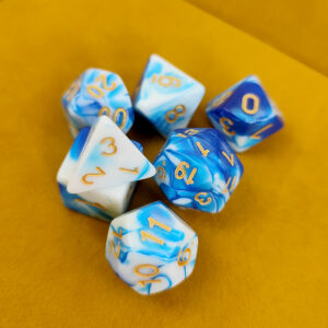 Kości RPG akrylowe niebieskie D&D zestaw 7 szt. z woreczkiem