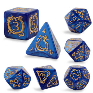 Kości RPG akrylowe niebieskie D&D Warhammer zestaw 7 szt. woreczek