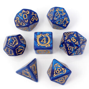 Kości RPG akrylowe niebieskie D&D Warhammer zestaw 7 szt. woreczek