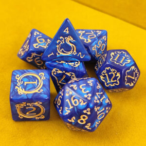 Kości RPG akrylowe niebieskie D&D Warhammer zestaw 7 szt. woreczek