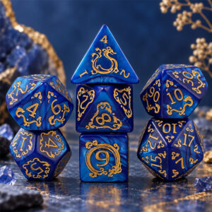 Kości RPG akrylowe niebieskie D&D Warhammer zestaw 7 szt. woreczek
