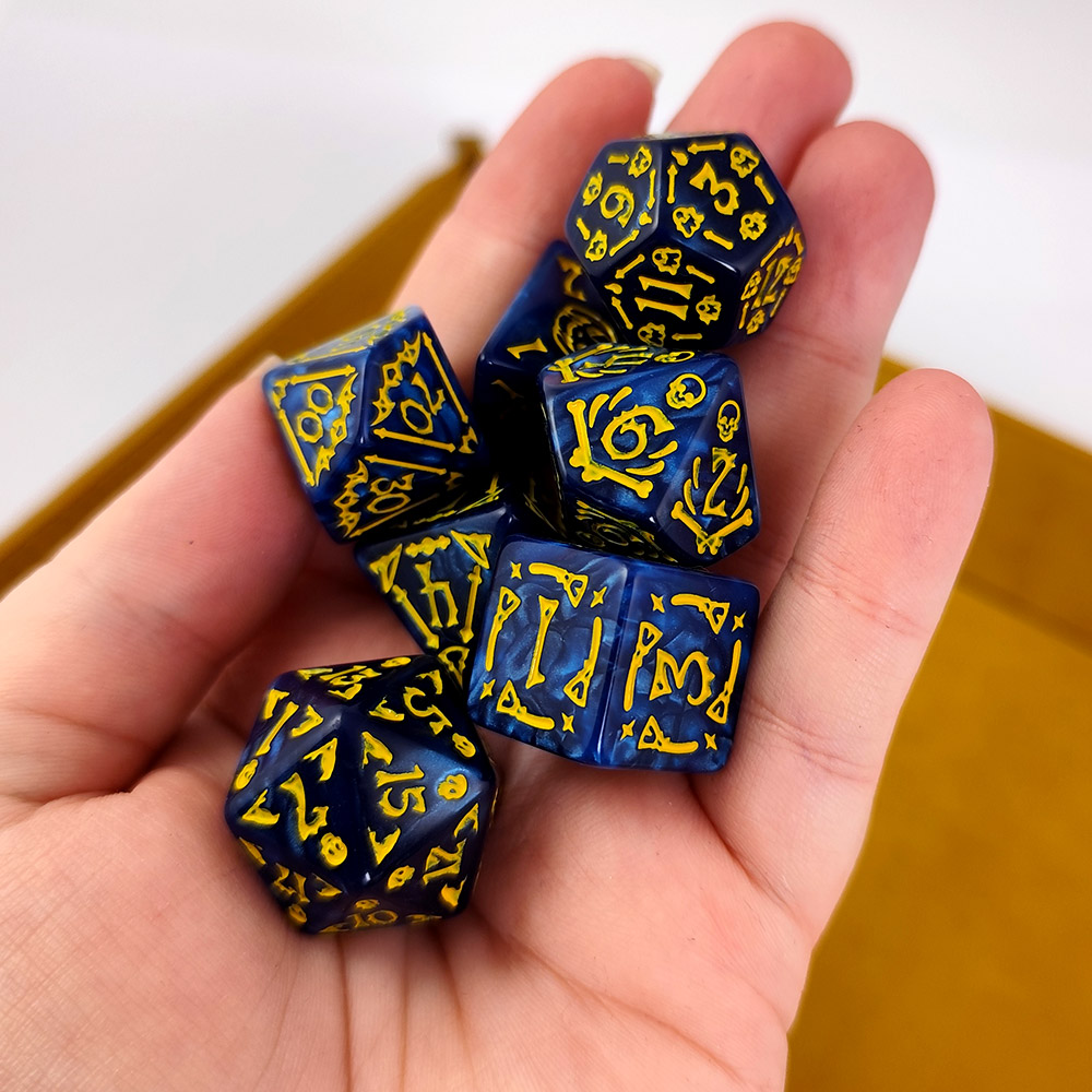 Kości RPG akrylowe Halloween niebieskie dynie D&D zestaw 7 szt.