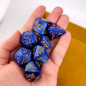 Kości RPG akrylowe pieski łapki niebieskie D&D zestaw 7 szt.