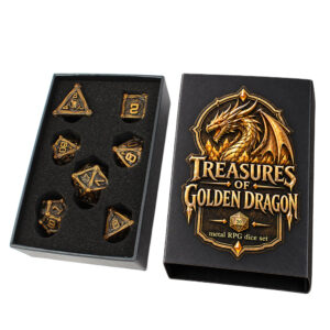 Opakowanie zestawu kości RPG Treasures of Golden Dragon