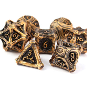 Kości RPG metalowe leśne druid gałęzie D&D zestaw 7 szt. pudełko