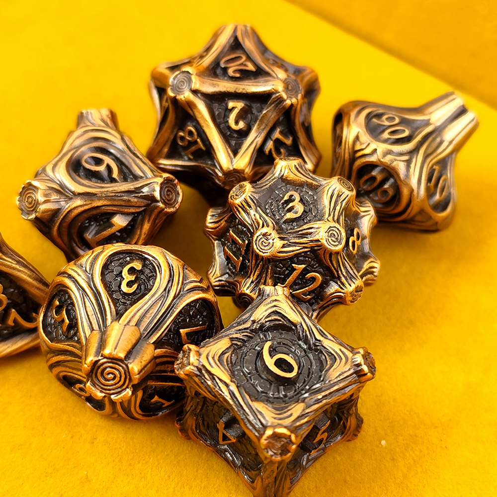 Kości RPG metalowe leśne druid gałęzie D&amp;D zestaw 7 szt. pudełko
