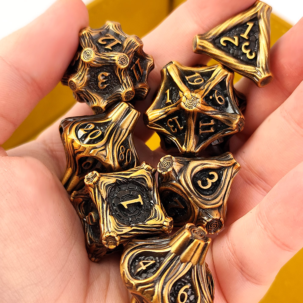 Kości RPG metalowe leśne druid gałęzie D&amp;D zestaw 7 szt. pudełko