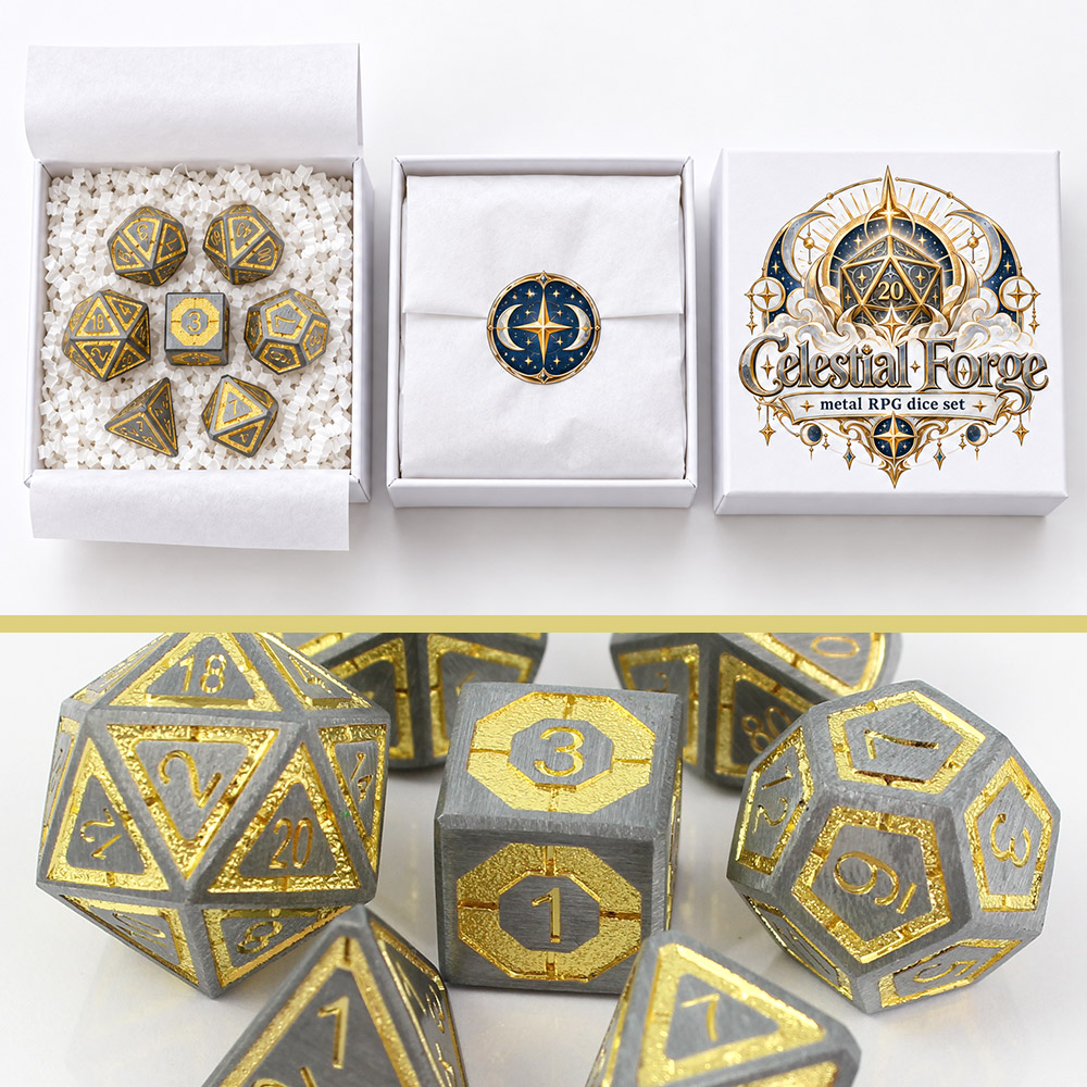 Opakowanie zestawu kości RPG Celestial Forge