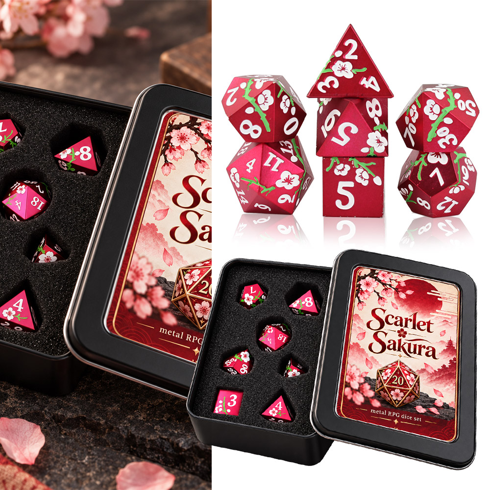 Opakowanie zestawu kości RPG Scarlet Sakura