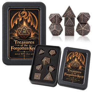 Opakowanie zestawu kości RPG Treasures of the Forgotten Keep