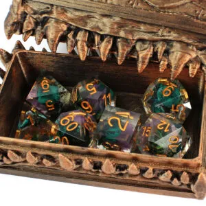 Zestaw kości RPG Witch's Herbarium z przezroczystej żywicy z suszonymi kwiatami