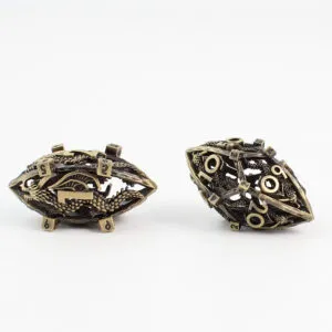 Metalowe ażurowe kości RPG w kształcie smoczych jaj ze wzorem chińskiego smoka | Kości Metalowe Serpent Dragon Eggs Lume Design