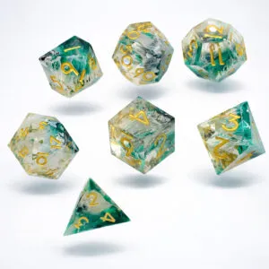 Zestaw kości RPG Sharp Edge Phantom Green z żywicy