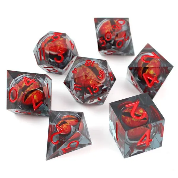 Zestaw kości RPG Red Wyrm's Eye Liquid Core z ruchomym czerwonym okiem smokaZestaw kości RPG Red Wyrm's Eye Liquid Core z ruchomym czerwonym okiem smokaZestaw kości RPG Red Wyrm's Eye Liquid Core z ruchomym czerwonym okiem smoka