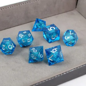 Zestaw niebieskich kości RPG Mana Potion Liquid Core z wirującym pyłkiem