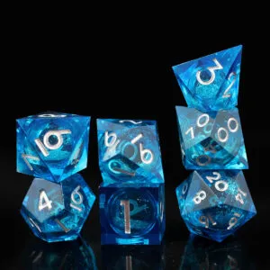 Zestaw niebieskich kości RPG Mana Potion Liquid Core z wirującym pyłkiem
