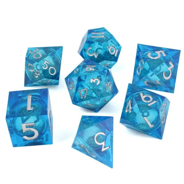 Zestaw niebieskich kości RPG Mana Potion Liquid Core z wirującym pyłkiem