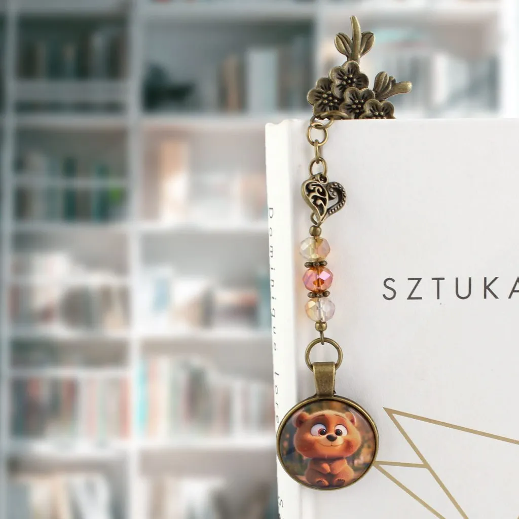 zakładka do książki z misiem bajkowa ilustracja prezent fantasy kawaii