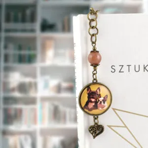 zakładka do książki buldog francuski marmur vintage rękodzieło prezent dla miłośnika psów