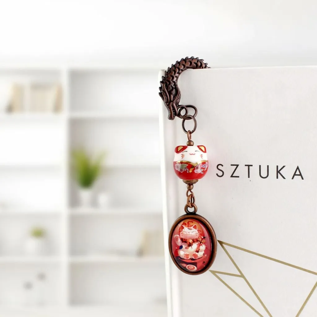 zakładka do książki z kotkiem Maneki Neko – na szczęście i dobrobyt
